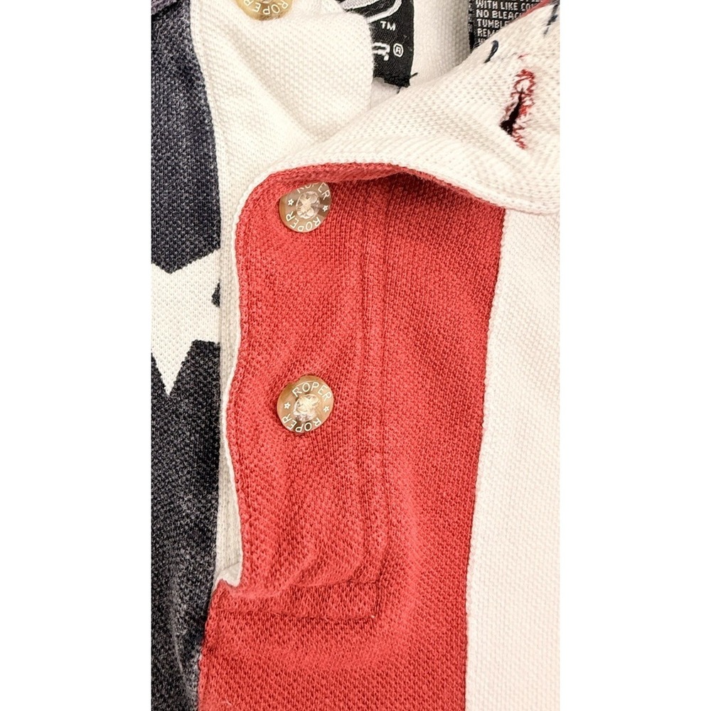 Roper Shirt Mens Medium 100% Cotton American Flag USA Western Button Patriotic - Picture 3 of 10